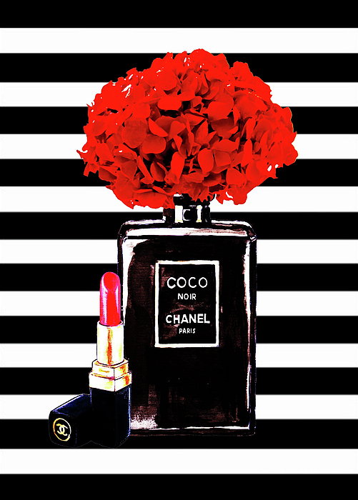 Chanel Poster Chanel Print Chanel Perfume print Chanel with red ...