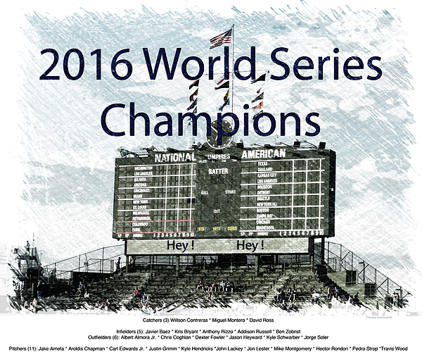 Chicago Cubs World Series Scoreboard PA 01 T-Shirt by Thomas