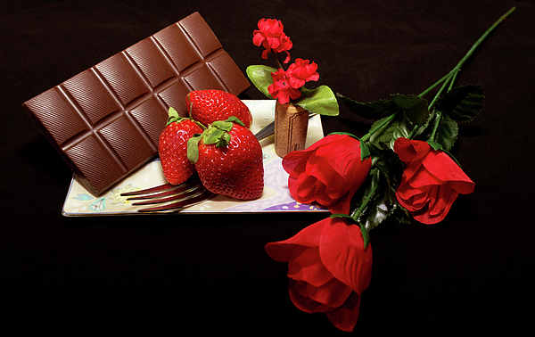 Chocolate, Strawberries, Roses and Wine T-Shirt by LaMont Johnson