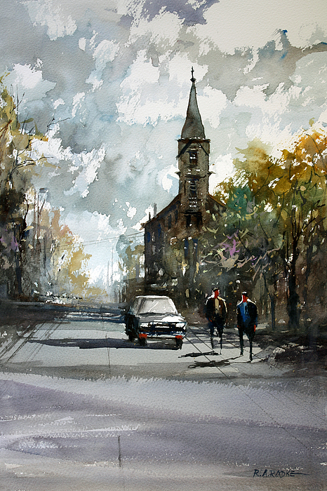 Church On The Hill Painting