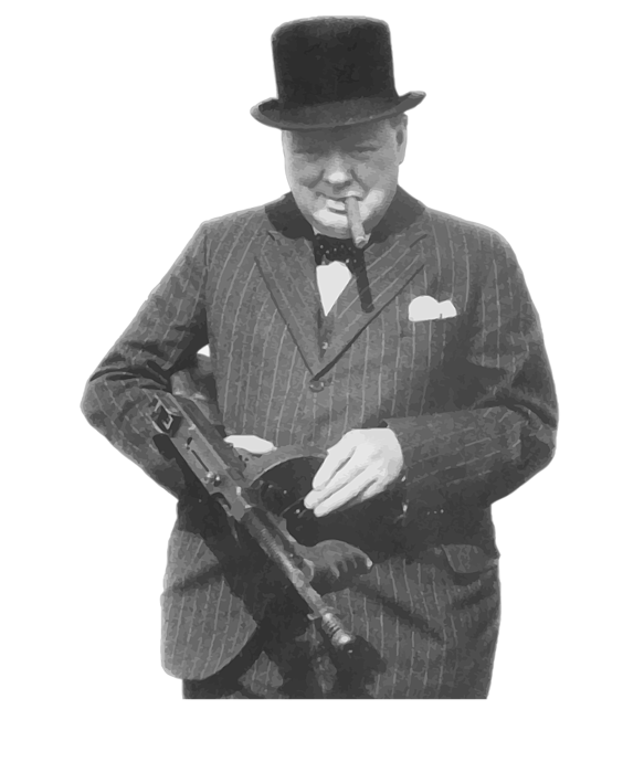 Optimistic Inspection Tactile sense Churchill Posing With A Tommy Gun T-Shirt by War Is Hell Store - Pixels