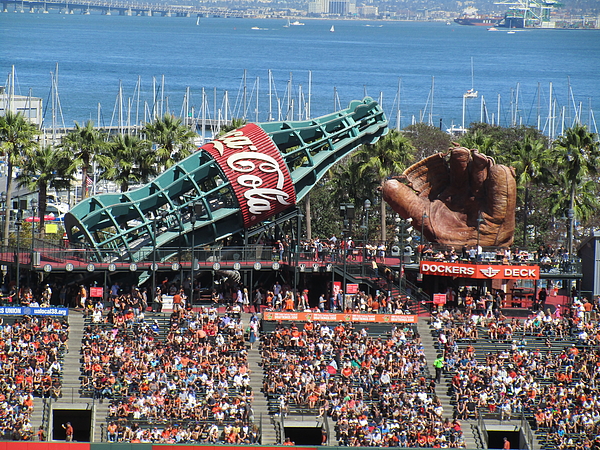 Huge coke bottle slide at Oracle Park.