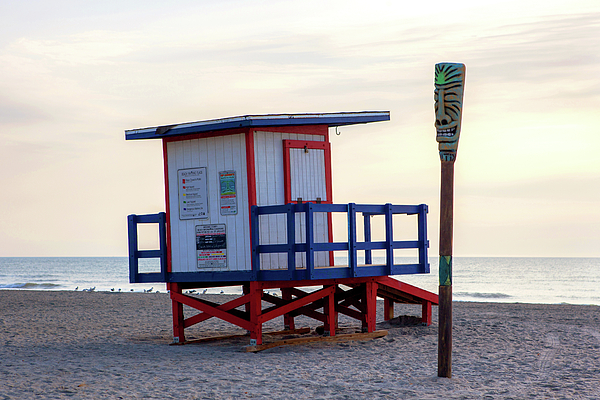 Beach lifegard House  FABRIC SHOWER CURTAIN 