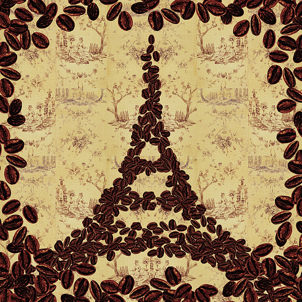 Irina Sztukowski - Coffee Beans Watercolor Eiffel Tower French Roast
