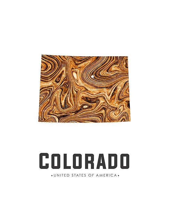 Colorado Map Art Abstract In Brown Mixed Media