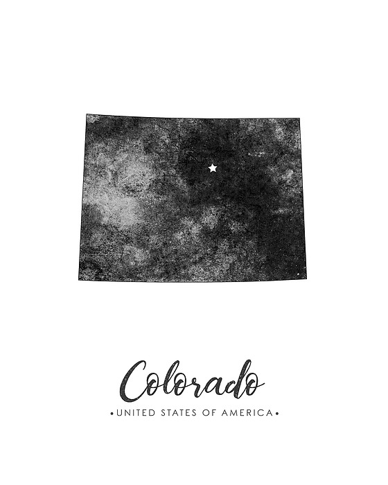 Colorado State Map Art - Grunge Silhouette Mixed Media