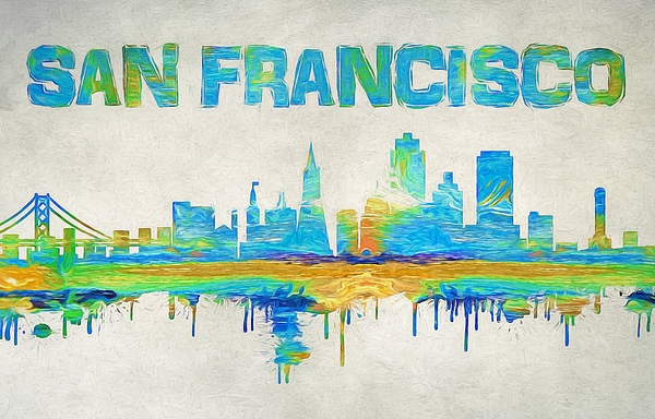 Colorful San Francisco Skyline Silhouette Yoga Mat For Sale By Dan