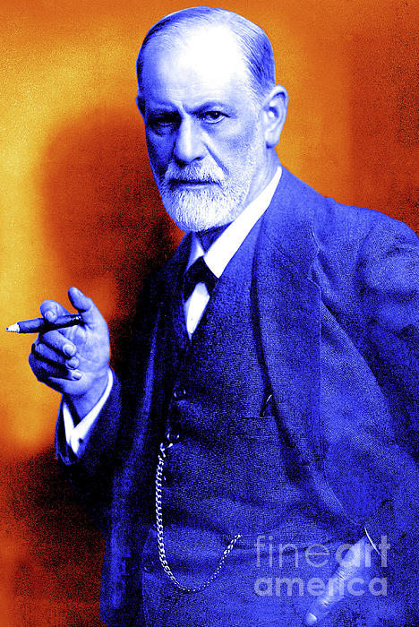 Colorized Photo Of Sigmund Freud Orange And Purple Shower Curtain for ...