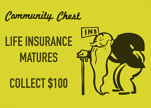 Community Chest Vintage Monopoly Board Game Life Insurance Matures 