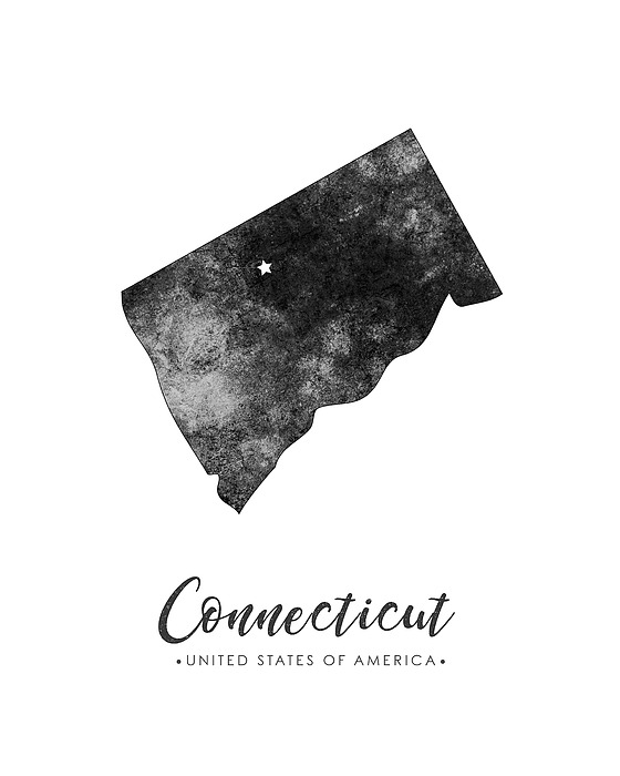 Connecticut State Map Art - Grunge Silhouette Mixed Media