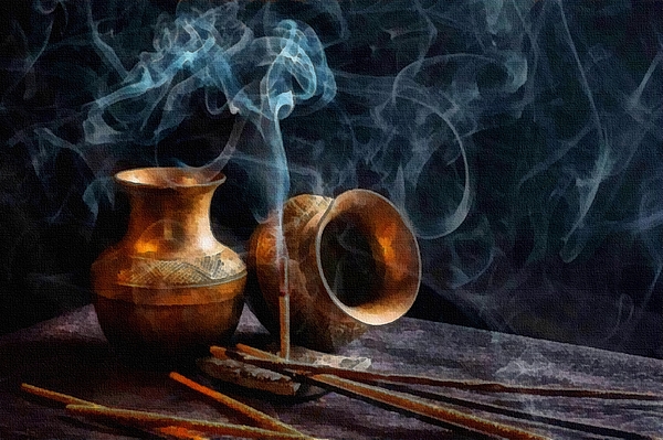 Gert J Rheeders - Copper Pots With Smoking Incense L B 