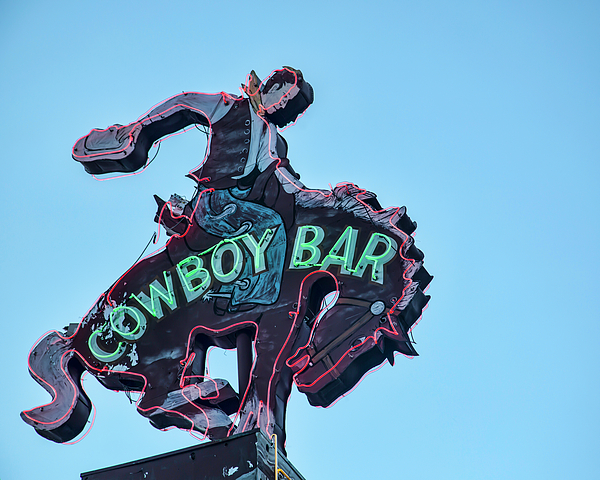 Gigi Ebert - Cowboy Bar Vintage Neon Sign Photograph Western Wall Art