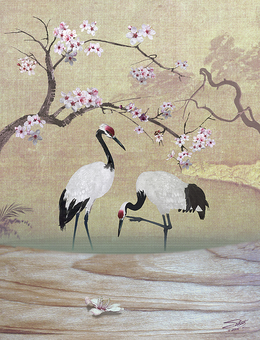 M Spadecaller - Cranes under Cherry Tree
