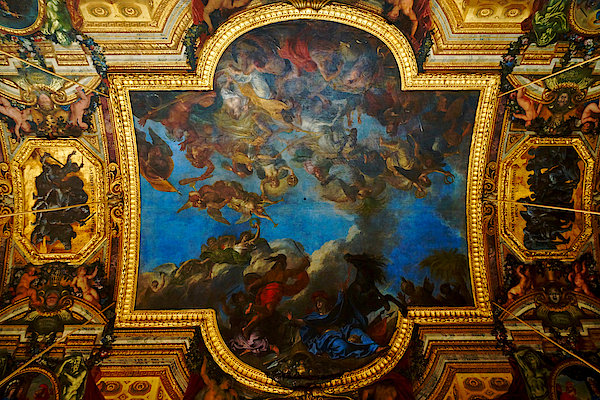 Crossing The Rhine In The Presence Of Enemies Paint On The Ceiling Of The Hall Of Mirrors Versaille Greeting Card