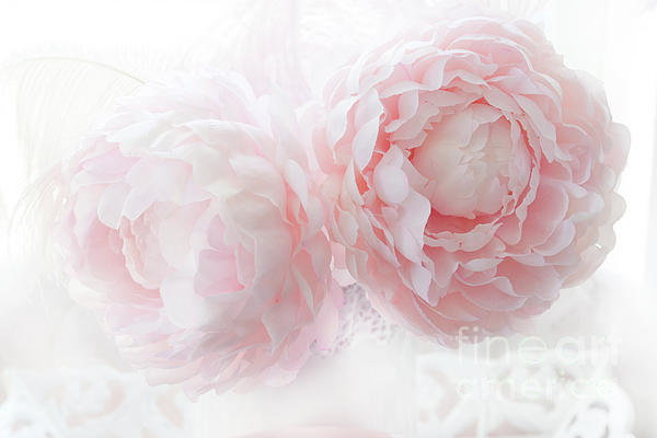Dreamy Shabby Chic Baby Pink White Pastel Peonies - Romantic Baby