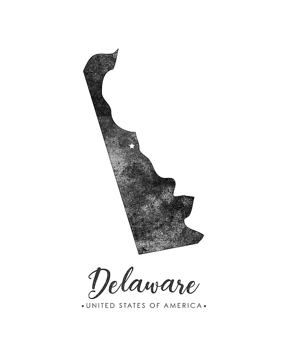 Delaware State Map Art - Grunge Silhouette Mixed Media