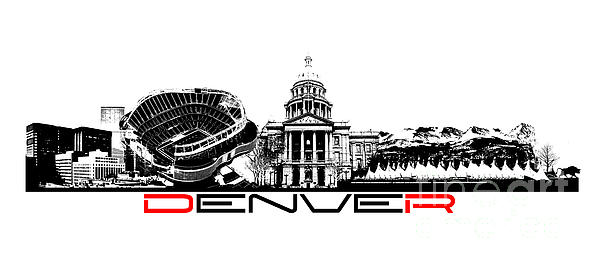 Denver Skyline City Black Digital Art