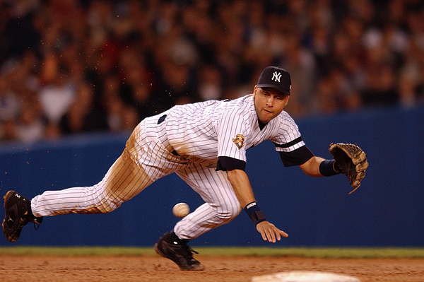 Derek Jeter Shortstop For the New York Yankees T-Shirt by Jan Blaustein -  Pixels