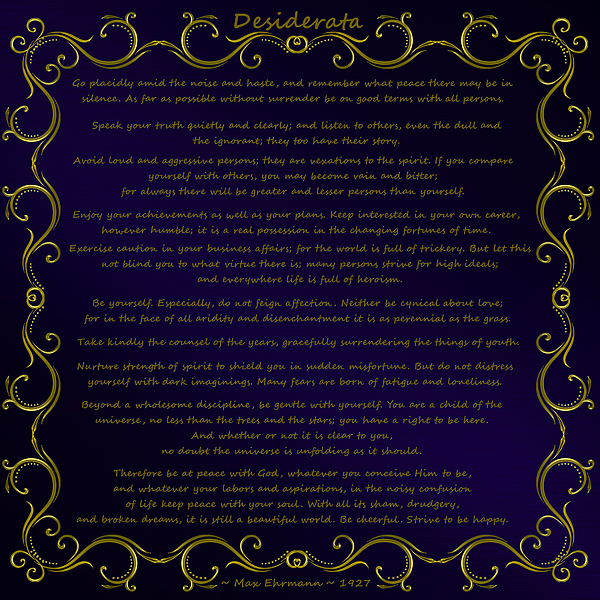 Desiderata Desiderata Poem by Max Ehrmann 1927 Poster Print 