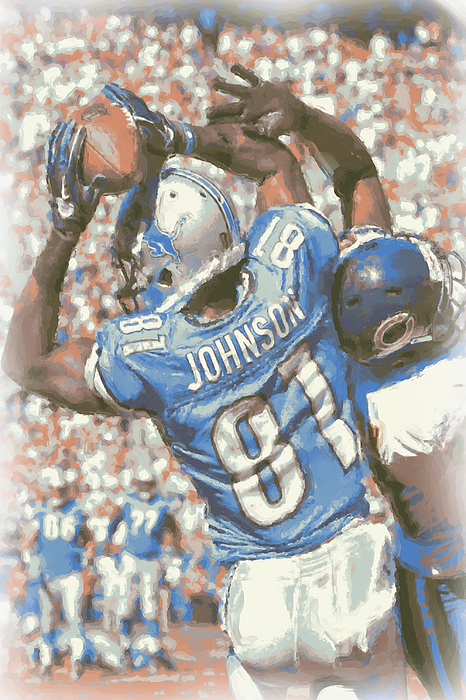 Calvin Johnson Detroit Lions Art Poster by Joe Hamilton - Fine Art America