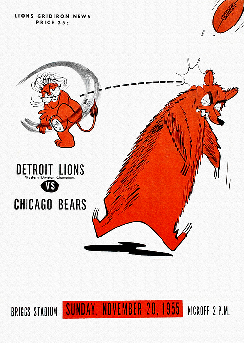 1957 Vintage Detroit Lions - Chicago Bears Football Program Cover - Digital  Reproduction - Print or Matted or Framed