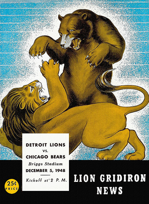 Detroit Lions V Chicago Bears 1955 Program Tote Bag by Big 88