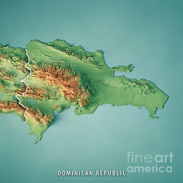 Dominican Republic 3D Render Topographic Map Border Yoga Mat by