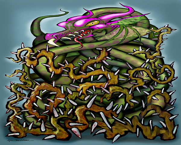 Dragon In Thorns Digital Art