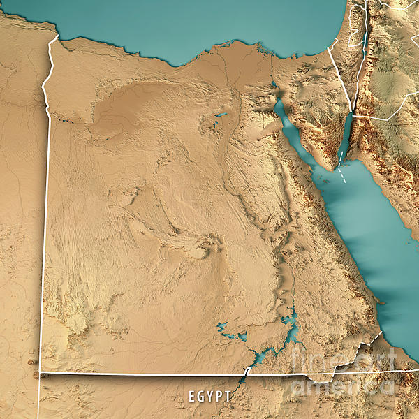 Egypt 3D Render Topographic Map Border Puzzle for Sale by Frank Ramspott