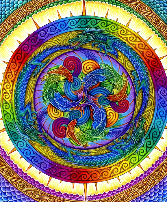 Rainbow mandala swoosh Wall Tapestry by Sea of Grace