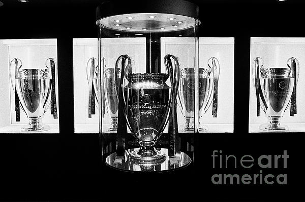 european cup champions league trophy room in museum Liverpool FC anfield  stadium Liverpool Merseysid Greeting Card by Joe Fox