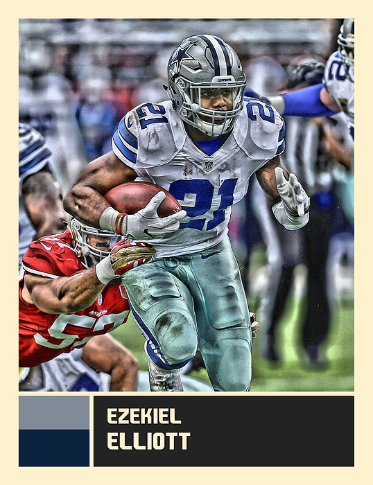 Ezekiel Elliott Dallas Cowboys Oil Painting 2 Greeting Card