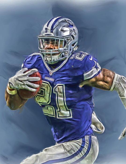 Ezekiel Elliott Dallas Cowboys Oil Painting 2 Greeting Card