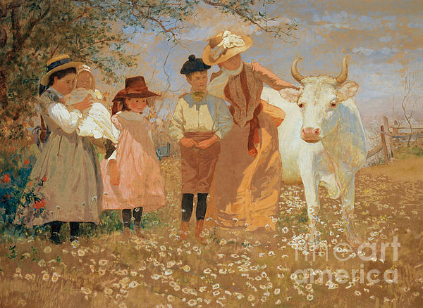 Family Group with Cow Jigsaw Puzzle by Louis Comfort Tiffany