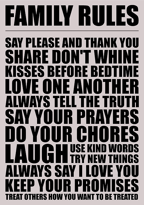 Family Rules Say Please And Thank You Share Don't Whine Kisses