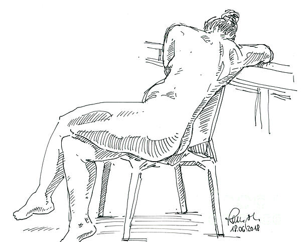 Female Figure Drawing Sitting Pose Fountain Pen Ink Beach Sheet by Frank  Ramspott - Pixels