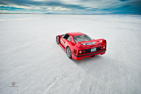 Ferrari F40 Salt Flats Overlook Shower Curtain by Gil Folk - Pixels