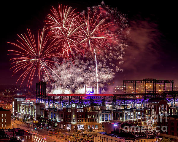 Fireworks over Coors Field Youth T-Shirt by Kacey Cole - Pixels