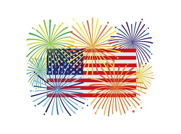 Fireworks Over Usa American Flag Illustration Digital Art