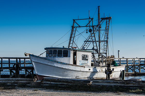 Fishing Boat At Rest Round Beach Towel by JG Thompson - Pixels