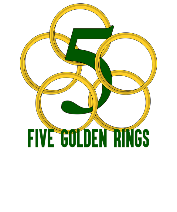 thema Zichtbaar Mok Five Golden Rings Song 12 Days Christmas Numbers Green T-Shirt by Henry B -  Pixels