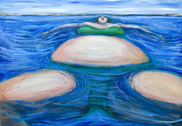 Kazuya Akimoto - Floating Giant Fat Woman in her favorite Green Bikini