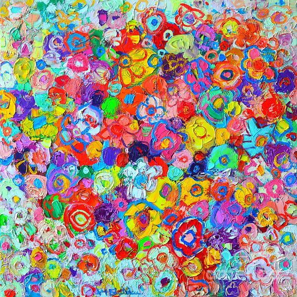 Floral Celebration - Abstract Flowers Original Oil Painting Shower ...