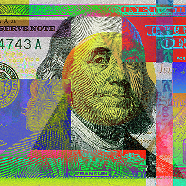 Fragment of Colorized One Hundred U. S. Dollar Bill - $100 U S D Pop ...