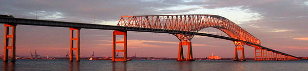 Wayne Higgs - Francis Scott Key Bridge at Sunset Baltimore Maryland