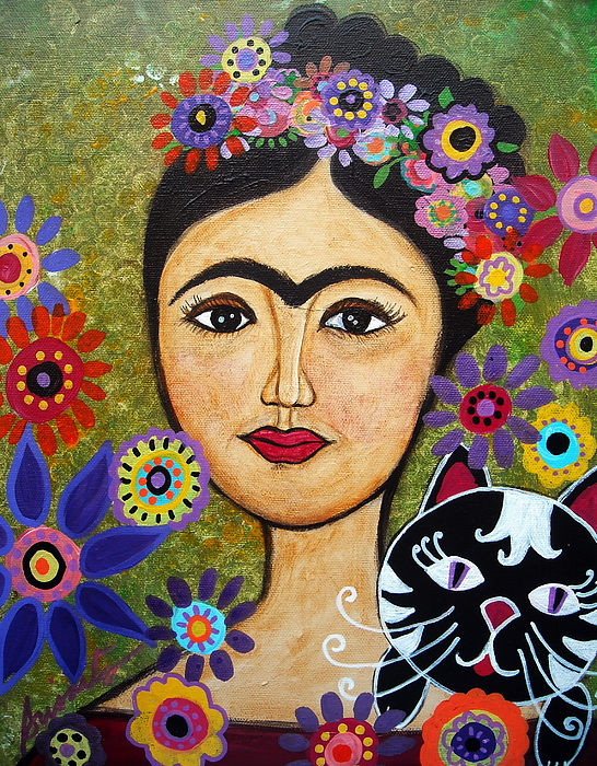 Frida Kahlo And Cat Painting