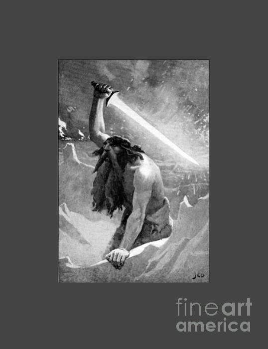 Giant With A Flaming Sword Digital Art