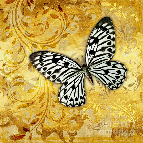 Gilded Garden a butterfly amidst golden floral shapes Bath Towel by Tina  Lavoie - Pixels Merch