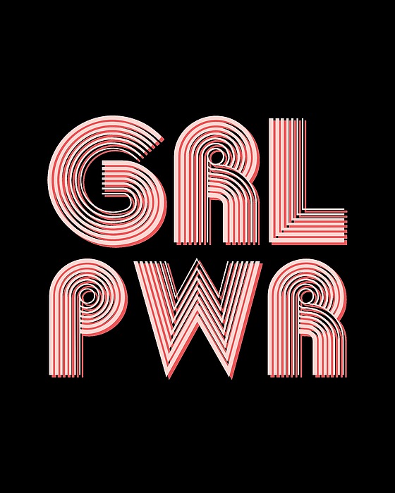 Grl Pwr 1 - Girl Power - Minimalist Print - Pink - Typography - Quote Poster Mixed Media