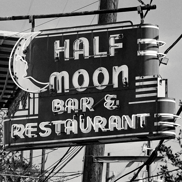 Half Moon Bar Sign, Neon Lights, Old Bar Signs - New Orleans, Louisiana  Greeting Card by Andy Moine
